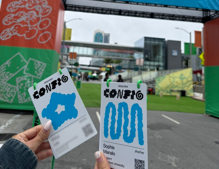 Attendee badges at Config, Figma’s design conference
